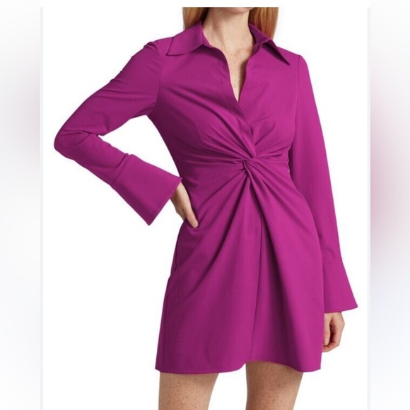 cinq a sept Dresses & Skirts - Cinq a Sept McKenna Knot Front Shirt Dress Fuschia